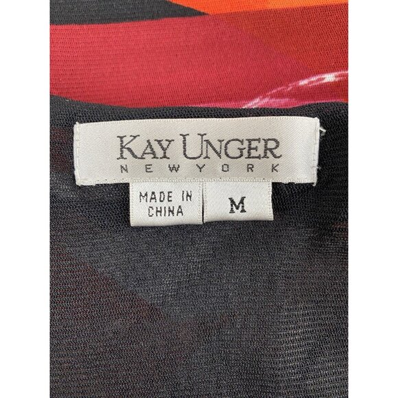 Kay Unger Y2K Medium Cinched Ruched Waist Multicolor Abstract Print Ruffled Top - Picture 7 of 15
